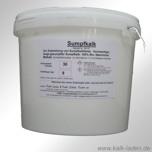 Sumpfkalk/Kalkfarbe/Streichkalk, 100% Bio, allergiefreundlich, pilzhemmend, 9 kg für zirka 127 m²
